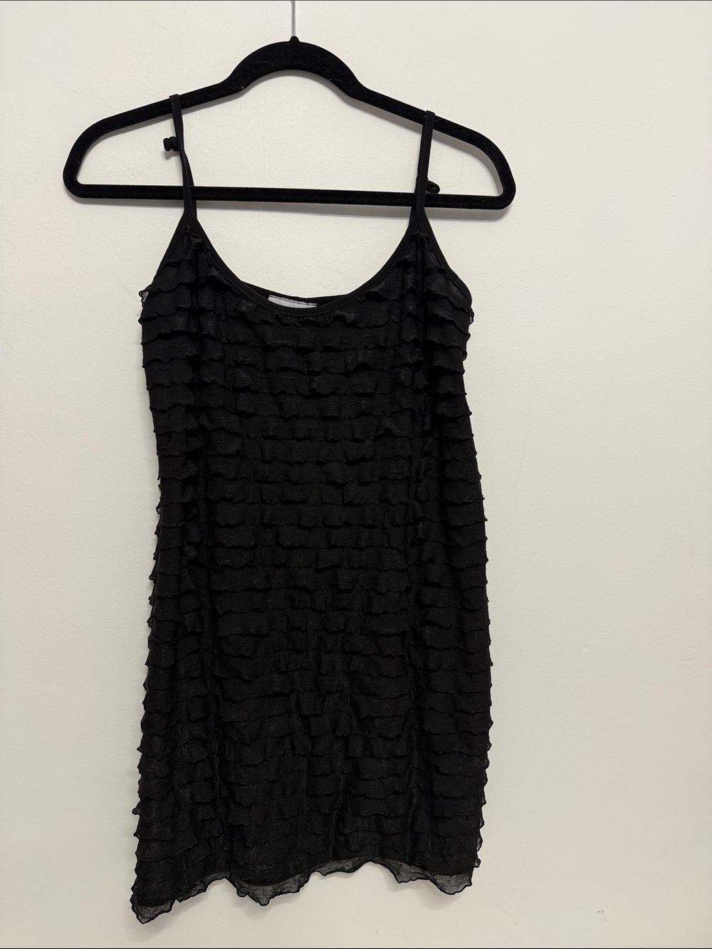Black Ruffle Slip Dress - Women